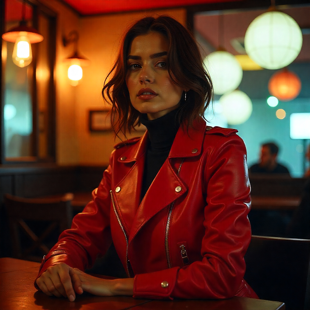 Red motorcycle jacket sharp jacket