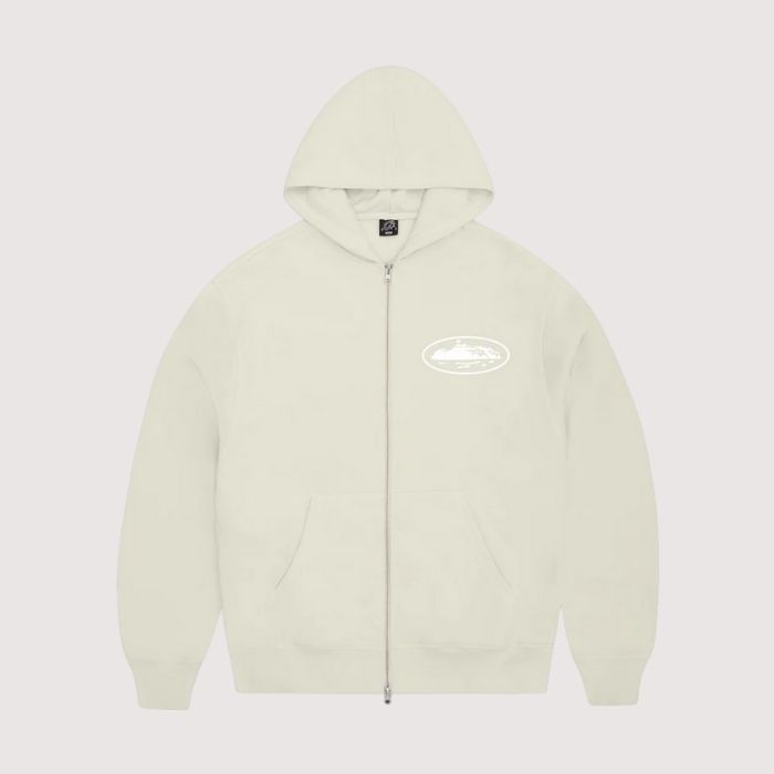 Cortiez Island Puff Print Zip Hoodie Off White