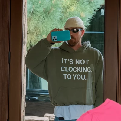 Justin Bieber Green Hoodie from “It’s Not Clocking To You” collection – comfortable celebrity-inspired hoodie