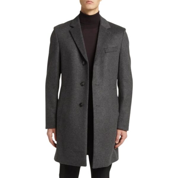 Men’s Grey Single Breasted Wool Overcoat UK – Stylish Winter Coat